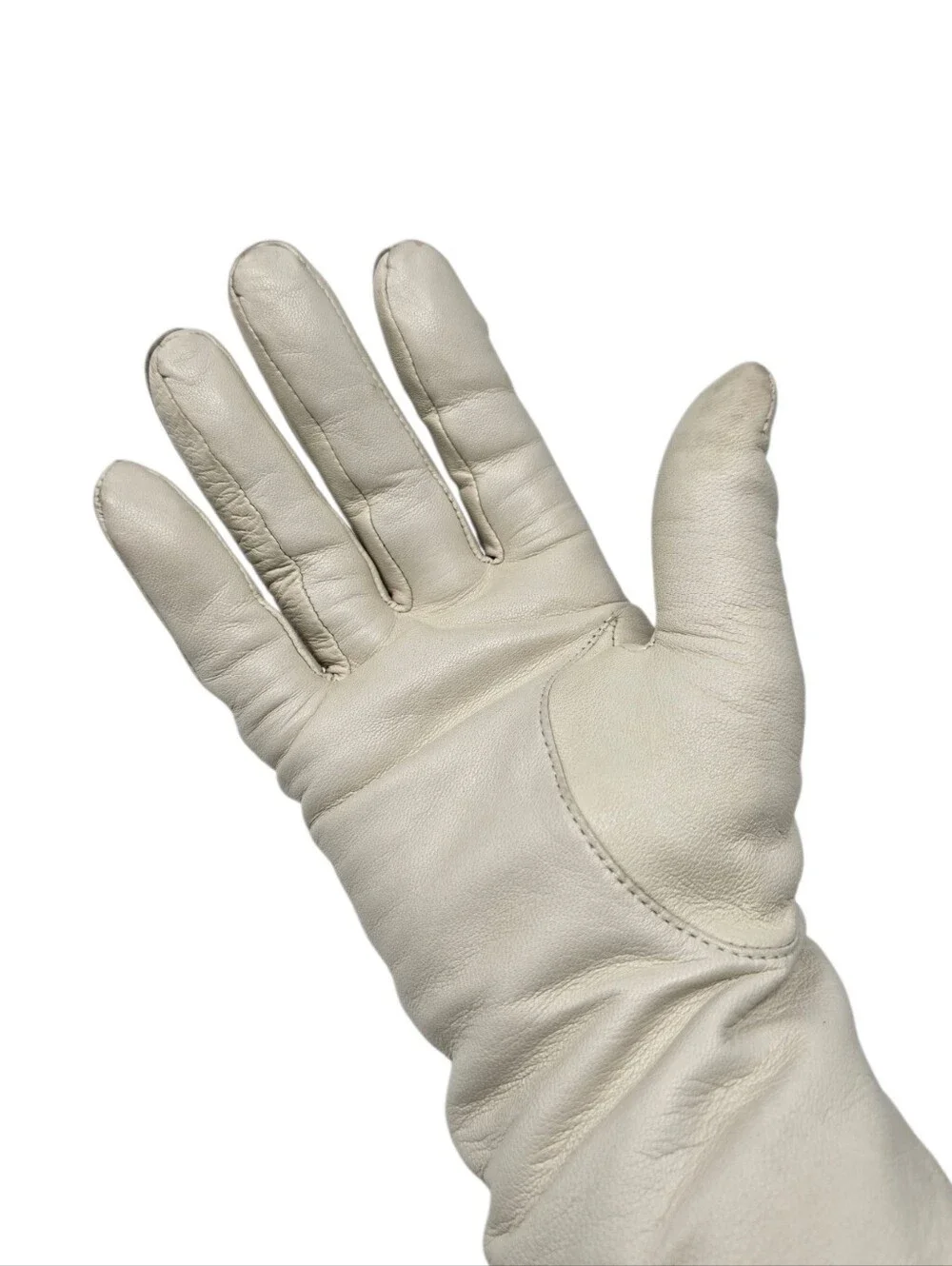 Soft Leather Gloves With Cashmere Lining Women's 7 1/2 Small Ivory